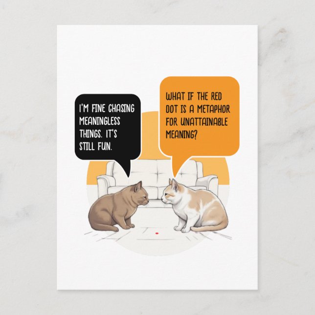Philosophy Cat Red Dot Humour Postcard (Front)