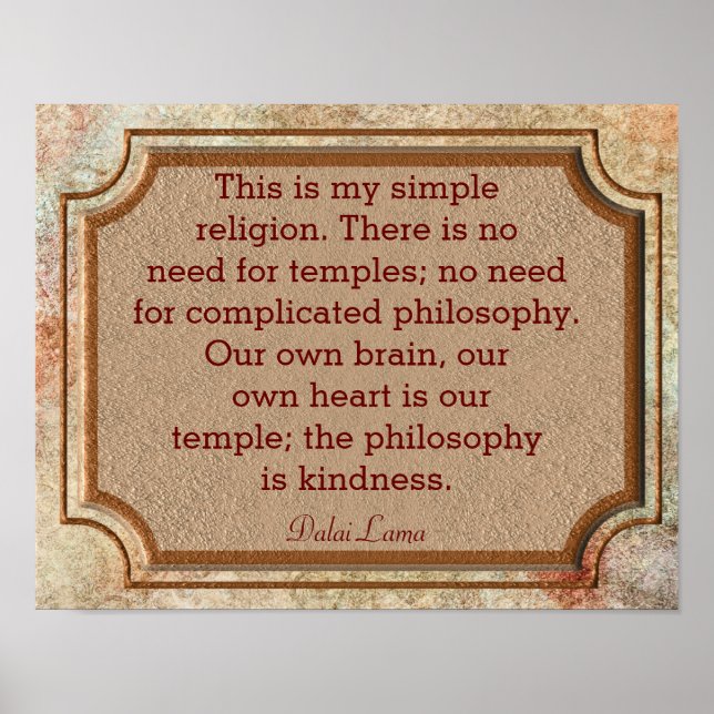 Philosophy Of Kindness - Dalai Lama Quote - Print (Front)