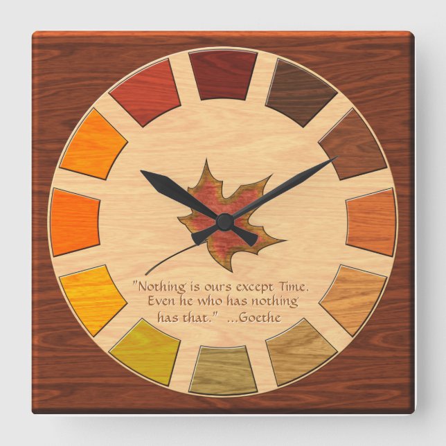 Philosophy of Time on a Wooden Color Palette Square Wall Clock (Front)