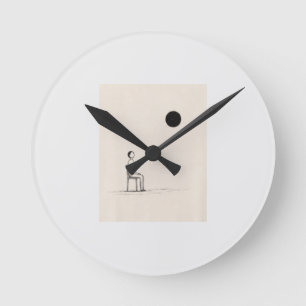 Philosophy T-Shirt Minimalist Existential Art Round Clock