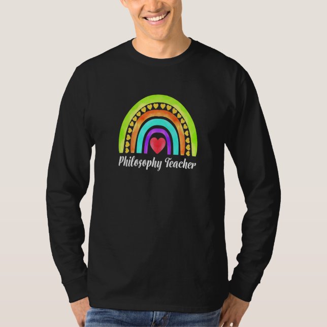 Philosophy Teacher Hearts & Rainbows Premium T-Shirt (Front)