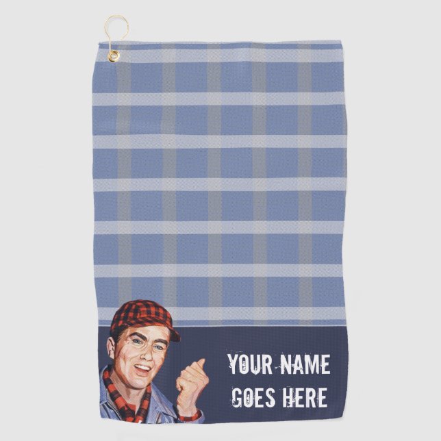Phil's Golf Towel - blue plaid (Front)