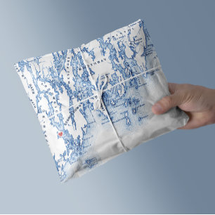 Phippsburg Maine Map 1774 Inn Blue  Tissue Paper