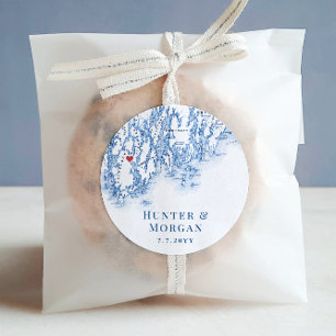 Phippsburg Maine Map Wedding Favour Classic Round Sticker