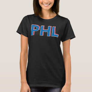 PHL Philadelphia Abbreviation Letters in Blue Red  T-Shirt