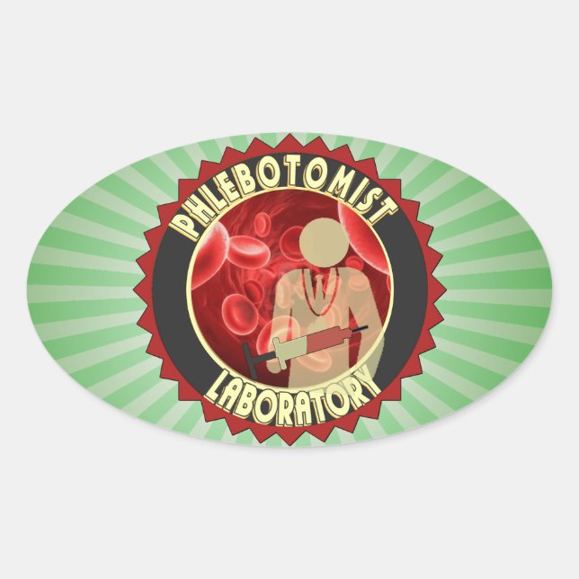 PHLEBOTOMIST BLOOD LOGO OVAL STICKER (Front)