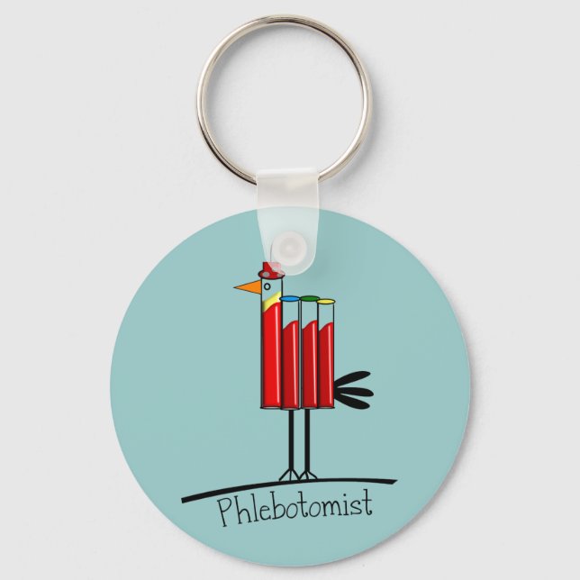 Phlebotomist "Blood Tube Bird" Gifts Key Ring (Front)