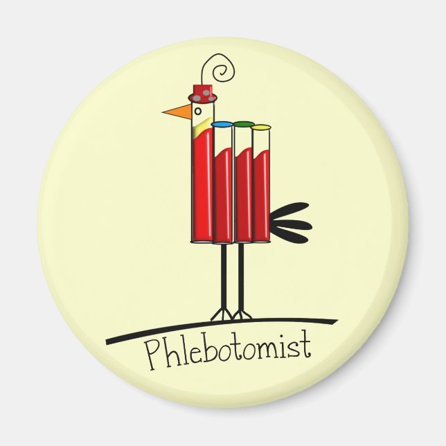 Phlebotomist "Blood Tube Bird" Gifts Magnet (Front)