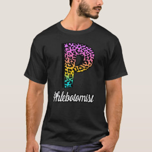 Phlebotomist Crew Colourful leopard stethoscope Sc T-Shirt