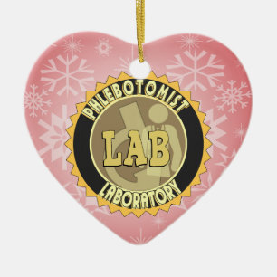 PHLEBOTOMIST LABORATORY BADGE LOGO CERAMIC TREE DECORATION