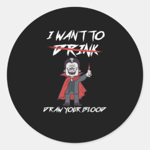 Phlebotomist Phlebotomy Vampire Blood Syringe Gift Classic Round Sticker