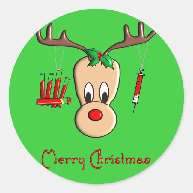 Phlebotomist Reindeer Christmas Gifts Classic Round Sticker (Front)