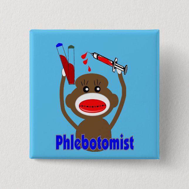 Phlebotomist Sock Monkey 15 Cm Square Badge (Front)