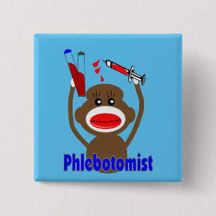 Phlebotomist Sock Monkey 15 Cm Square Badge