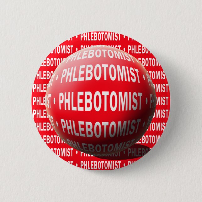 PHLEBOTOMIST SPHERE BLOOD DROP 6 CM ROUND BADGE (Front)
