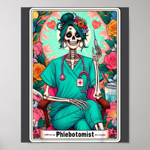 Phlebotomist Tarot Card Skeleton Phlebotomy Tech P Poster