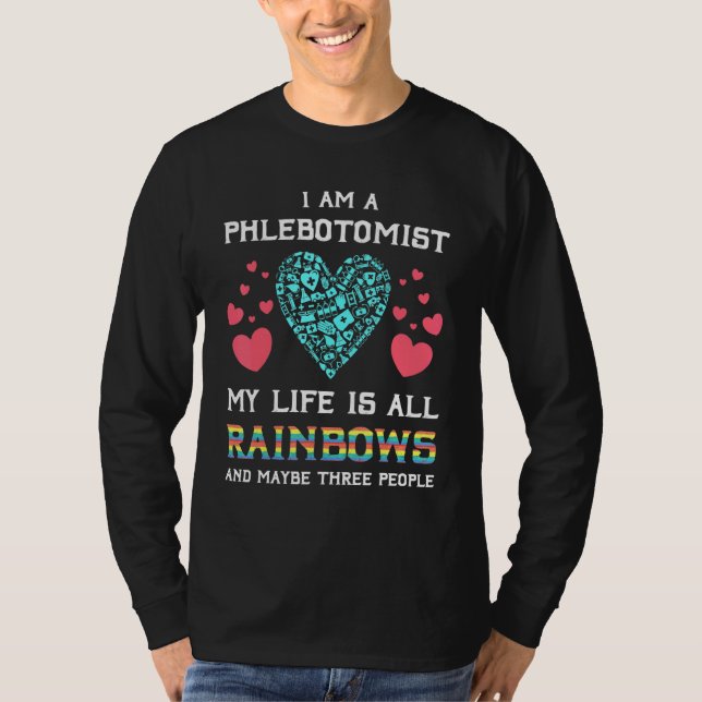 Phlebotomist Technician Nurse Rainbow Phlebotomy M T-Shirt (Front)
