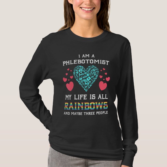 Phlebotomist Technician Nurse Rainbow Phlebotomy M T-Shirt (Front)