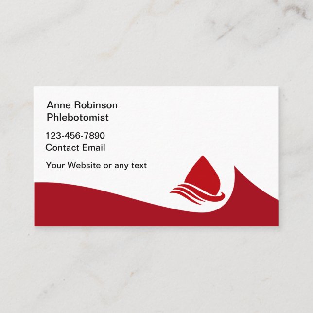 Phlebotomist Theme Blood Draw Medical Business Card (Front)