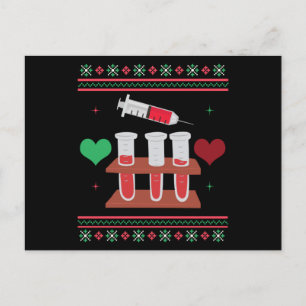 Phlebotomist Ugly Christmas Sweater Xmas Postcard