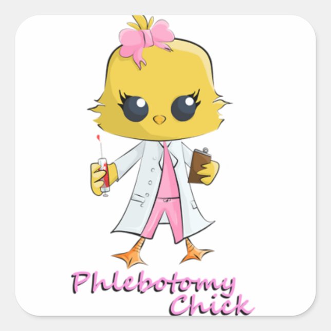 Phlebotomy Chick Square Sticker (Front)