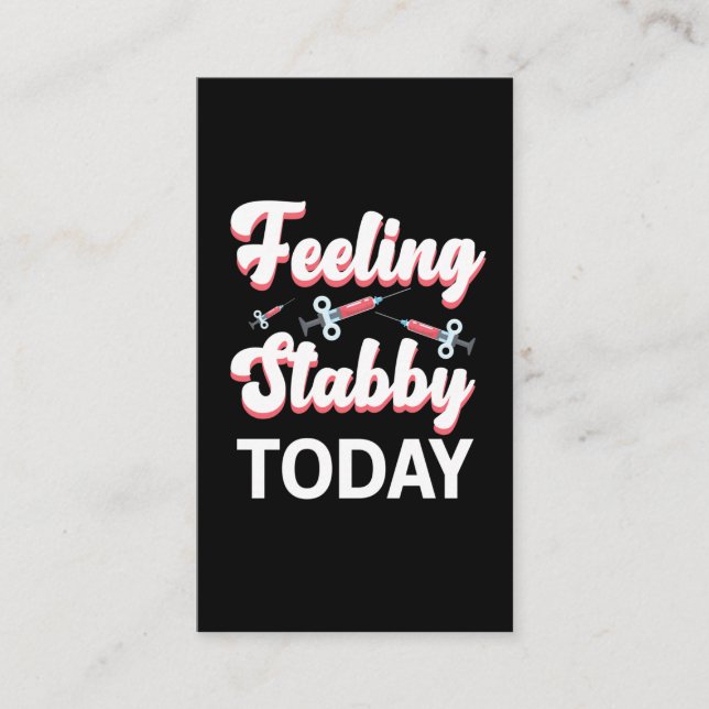 Phlebotomy Humour Syringe Draw Blood Venipuncture Business Card (Front)