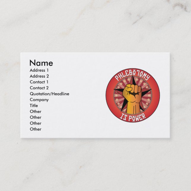 Phlebotomy Is Power Business Card (Front)