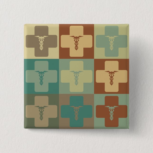Phlebotomy Pop Art 15 Cm Square Badge (Front)