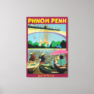 Phnom Penh vintage travel poster Canvas Print