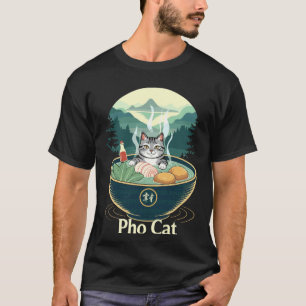 Pho Cat Noodle Bowl Foodie Asian Cuisine Art 2 T-Shirt