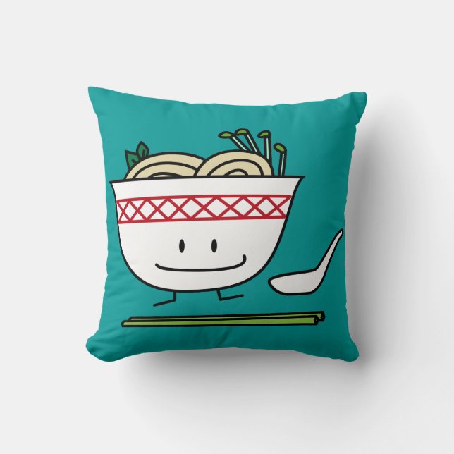 Pho Noodle Bowl Vietnam soup spoon chopsticks Cushion (Front)