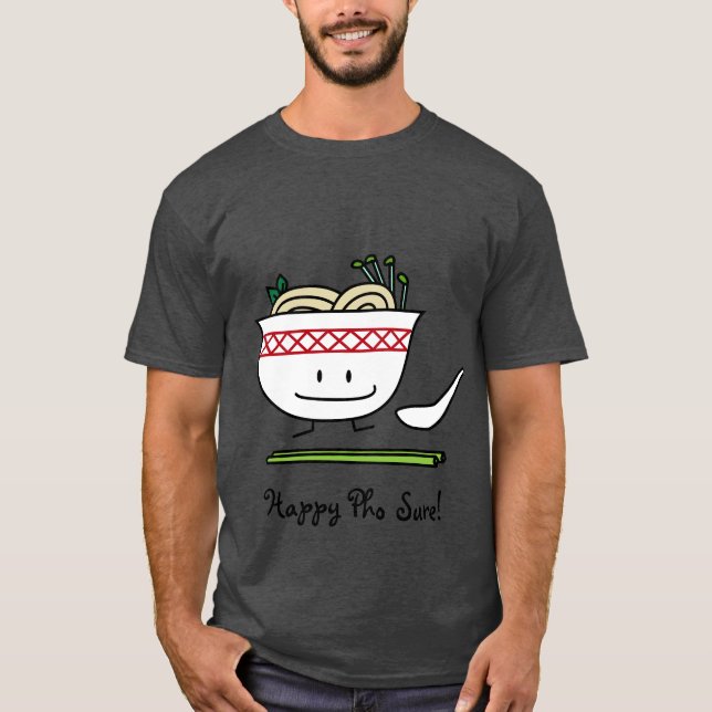 Pho Noodle Bowl Vietnam soup spoon chopsticks T-Shirt (Front)
