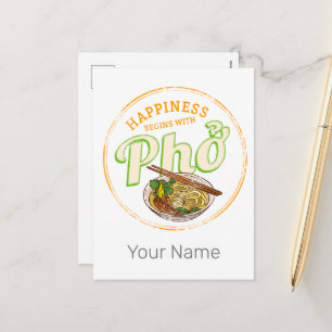 Pho Soup Retro Street Food Vintage Gourmet Vietnam Holiday Postcard