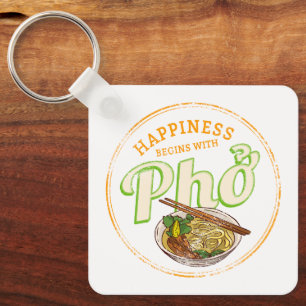 Pho Soup Retro Street Food Vintage Gourmet Vietnam Key Ring