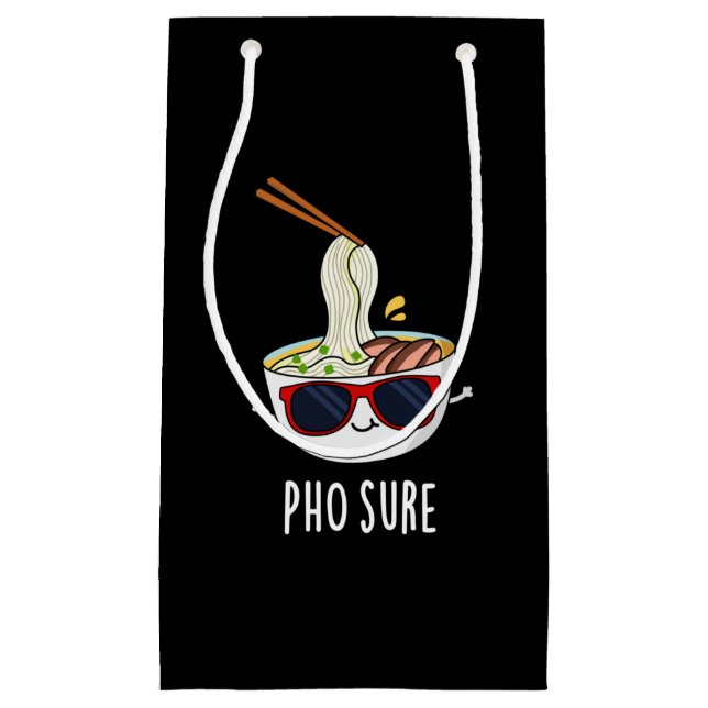 Pho Sure Funny Pho Soup Noodle Pun Dark BG Small Gift Bag (Front)