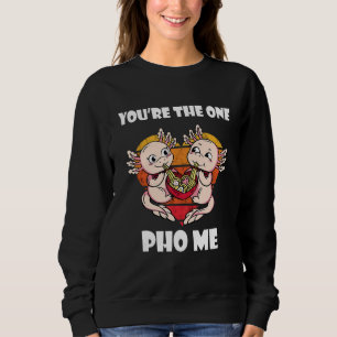 Pho The One Retro Heart Axolotl Pho Bowl Asian Noo Sweatshirt