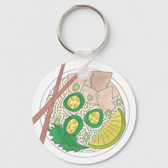 PHO Vietnamese Food Chicken Noodle Soup Chopsticks Key Ring (Front)