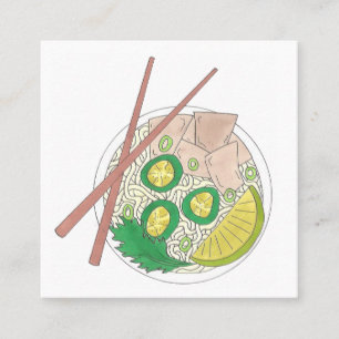 PHO Vietnamese Food Chicken Noodle Soup Chopsticks Square Business Card
