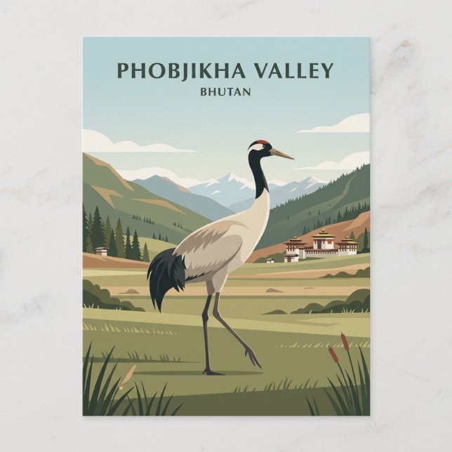 Phobjikha Valley Bhutan Postcard (Front)