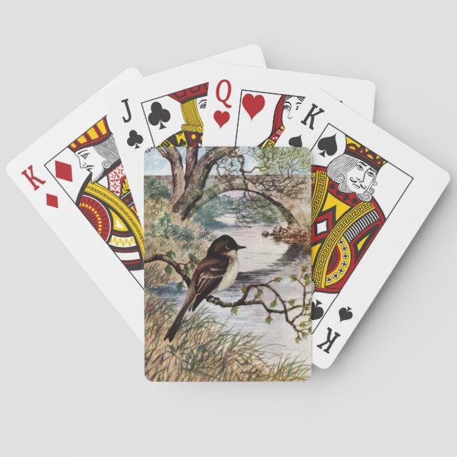 Phoebe and Stone Bridge Over Creek Playing Cards (Back)