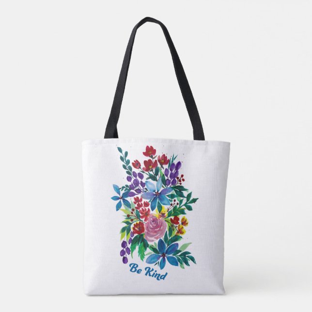 Phoebe "Be Kind" Floral Inspirational Tote (Back)