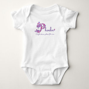 Phoebe girls name meaning P monogram hearts Baby Bodysuit