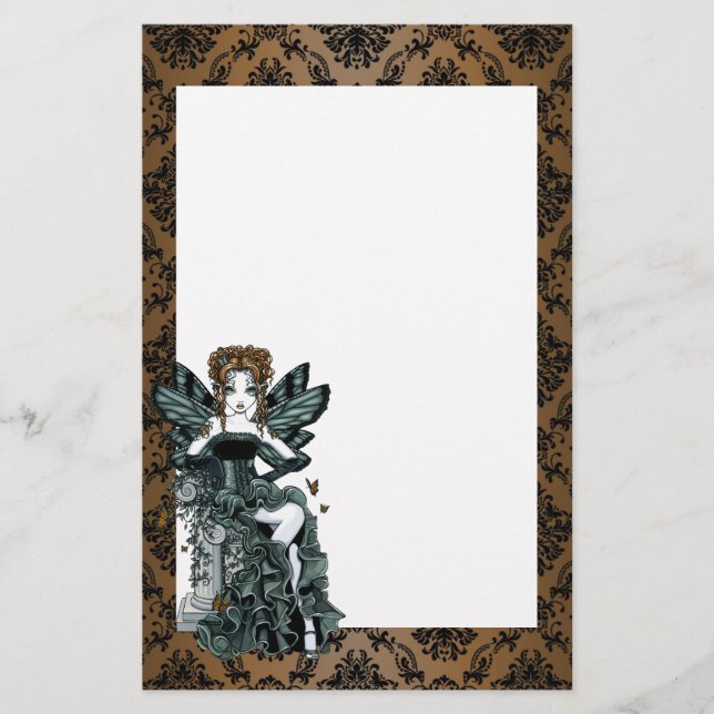 "Phoebe" Gothic Couture Butterfly Fairy Stationery (Front)