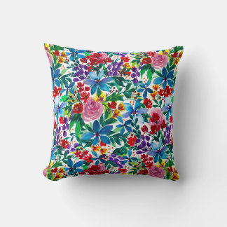 Phoebe Modern Watercolor Floral in Primary Colours Cushion