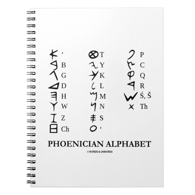 Phoenician Alphabet (Ancient Language Symbols) Spiral Notebook (Front)