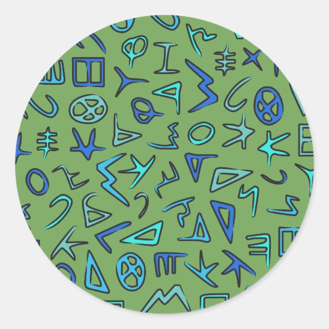 Phoenician alphabet classic round sticker (Front)