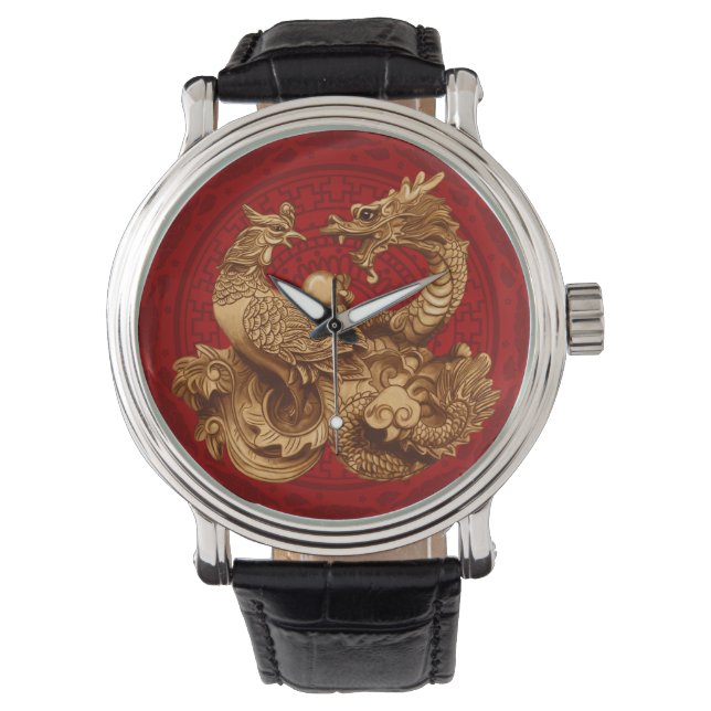 Phoenix and Dragon - on red Watch (Front)