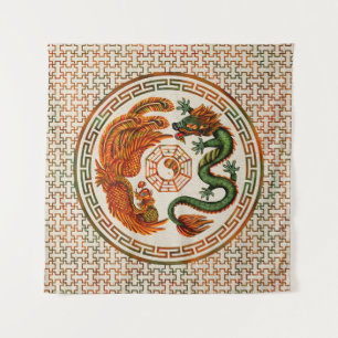 Phoenix and Dragon with bagua #3 Tapestry