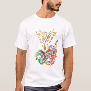 Phoenix and The Dragon Oriental Ying Yang Design T-Shirt