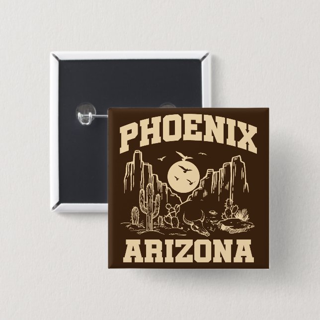 Phoenix,Arizona 15 Cm Square Badge (Front & Back)